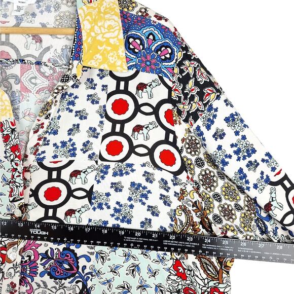 For The Republic Top Womens 2X Boho Patchwork Floral Festival Hippie Maximalist - Picture 3 of 6